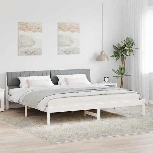 Ágykeret Fehér és világosszürke 200 x 200 cm Tömör fenyőfa