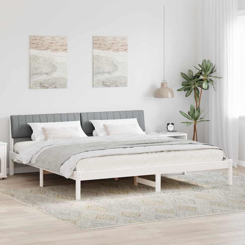 Ágykeret Fehér és világosszürke 200 x 200 cm Tömör fenyőfa