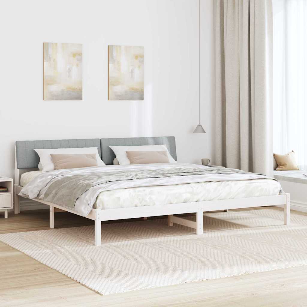Ágykeret Fehér és világosszürke 200 x 200 cm Tömör fenyőfa