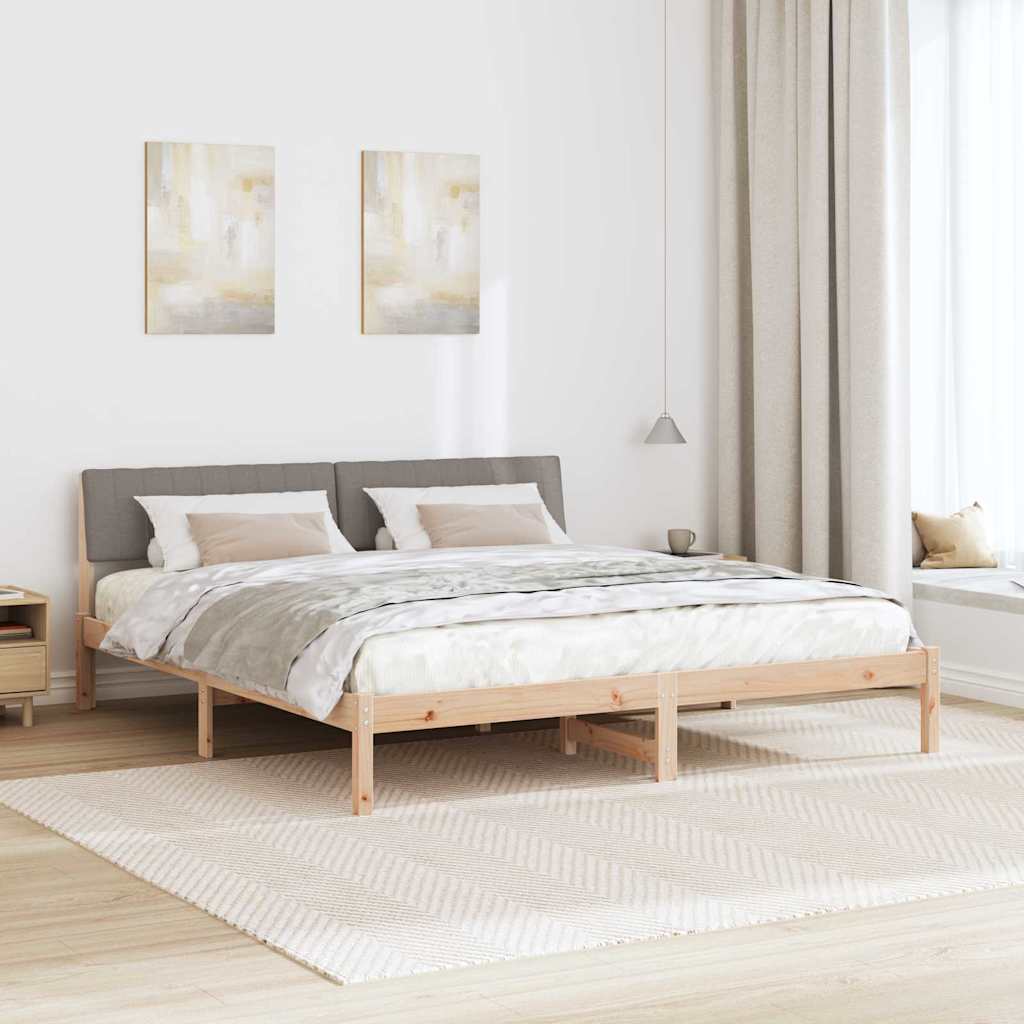 Ágykeret fejtámlával Barna és taupe 180 x 200 cm Tömör fenyőfa