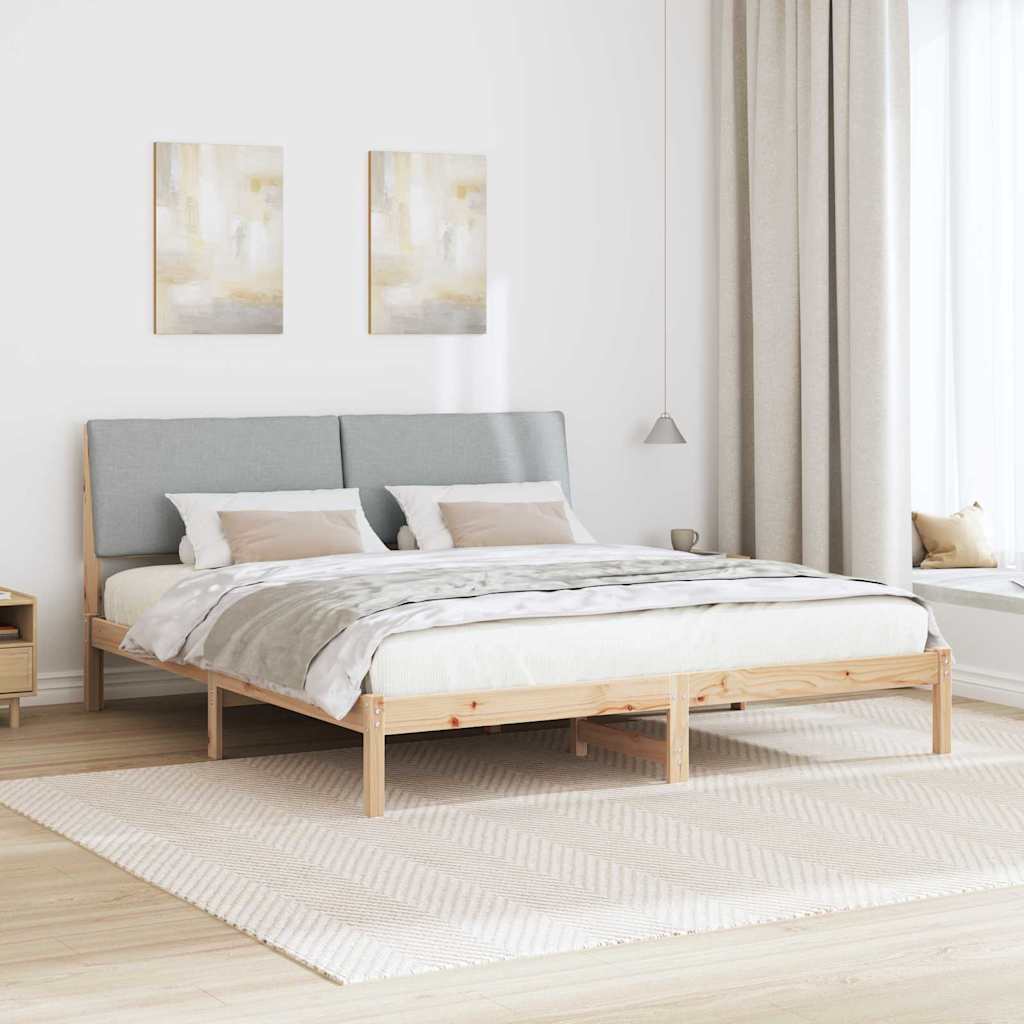 Ágykeret Barna és világosszürke 200 x 200 cm Tömör fenyőfa