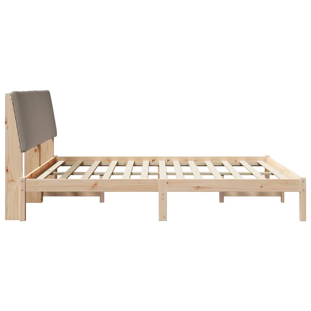Ágykeret fejtámlával Barna és taupe 200 x 200 cm Tömör fenyőfa