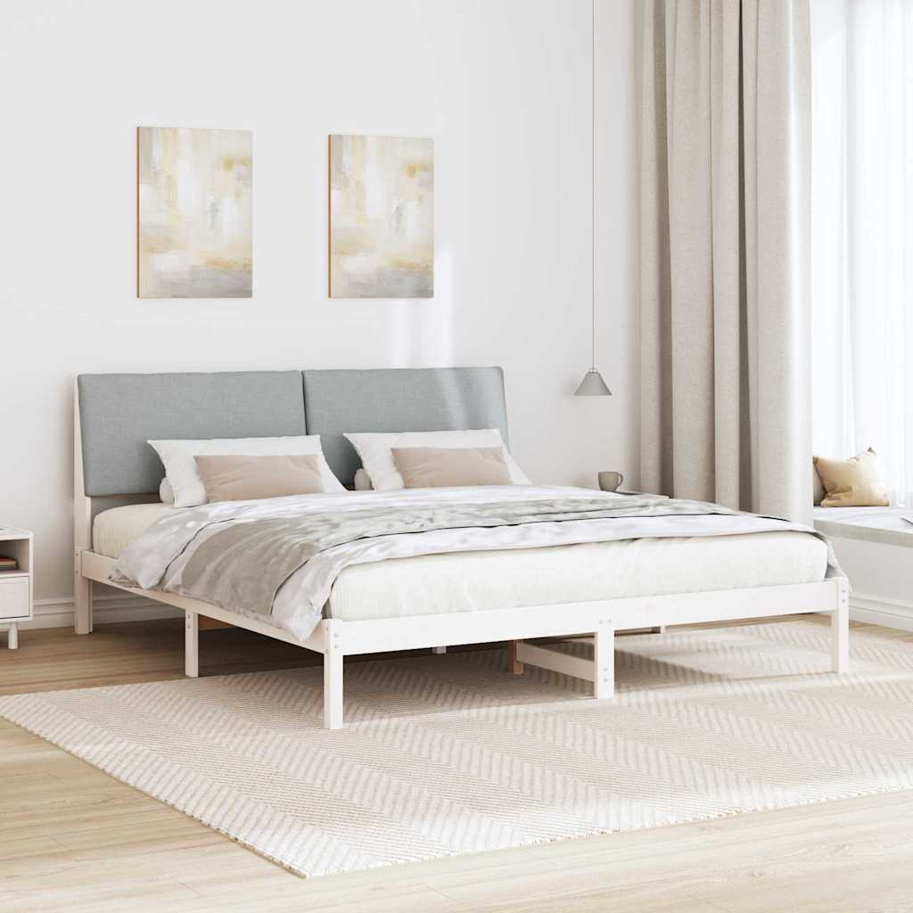 Ágykeret Fehér és világosszürke 200 x 200 cm Tömör fenyőfa