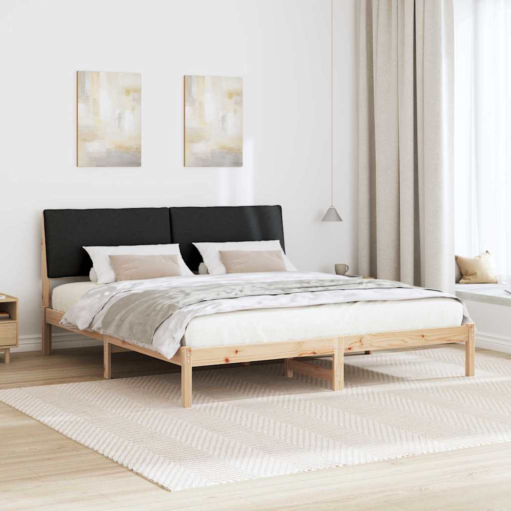 Ágykeret fejtámlával Barna és fekete 180 x 200 cm Tömör fenyőfa