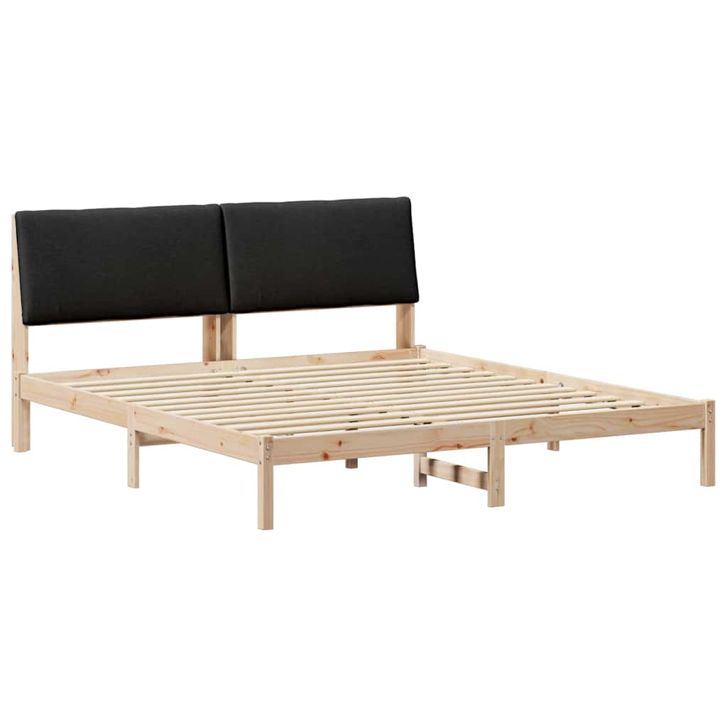 Ágykeret fejtámlával Barna és fekete 180 x 200 cm Tömör fenyőfa