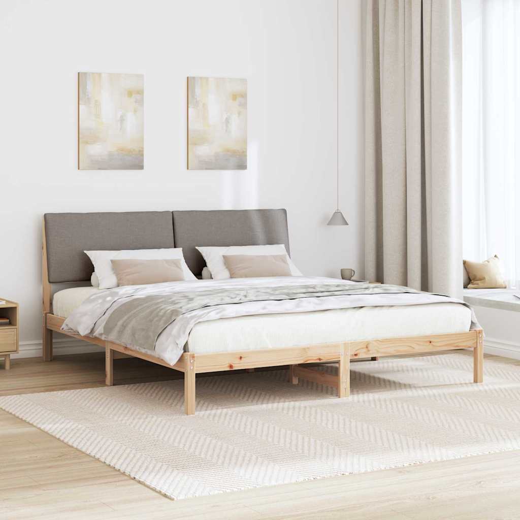 Ágykeret fejtámlával Barna és taupe 180 x 200 cm Tömör fenyőfa