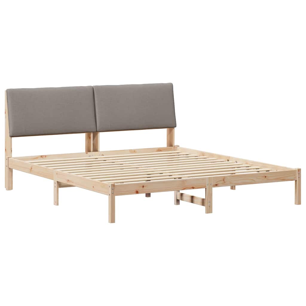 Ágykeret fejtámlával Barna és taupe 180 x 200 cm Tömör fenyőfa