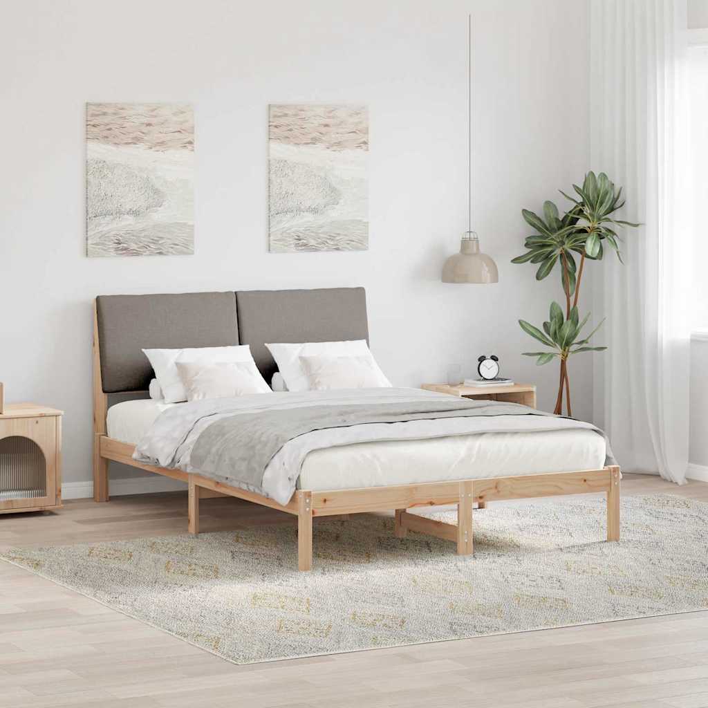 Ágykeret fejtámlával Barna és taupe 160 x 200 cm Tömör fenyőfa