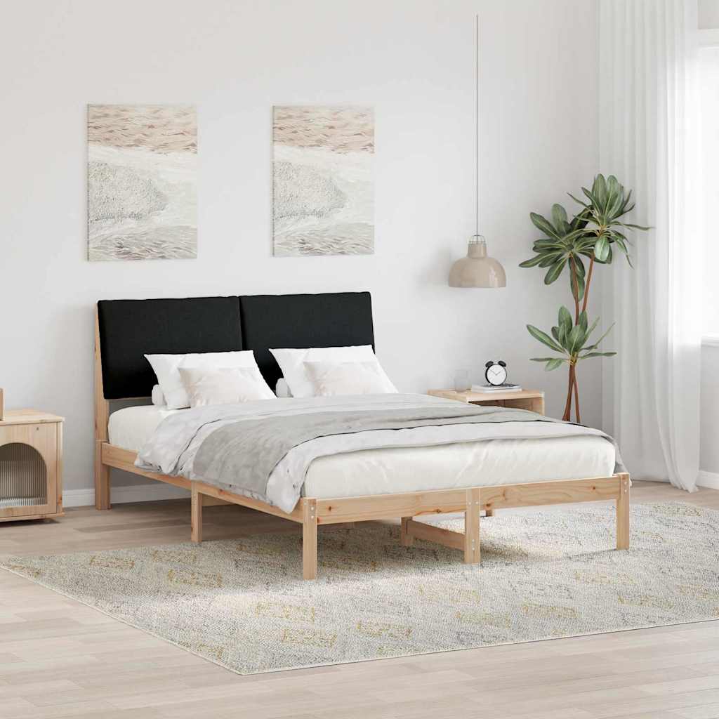 Ágykeret fejtámlával Barna és fekete 150 x 200 cm Tömör fenyőfa