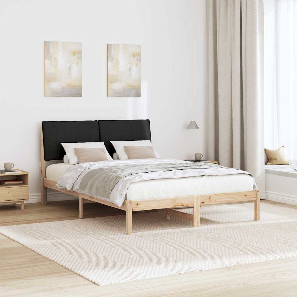 Ágykeret fejtámlával Barna és fekete 150 x 200 cm Tömör fenyőfa