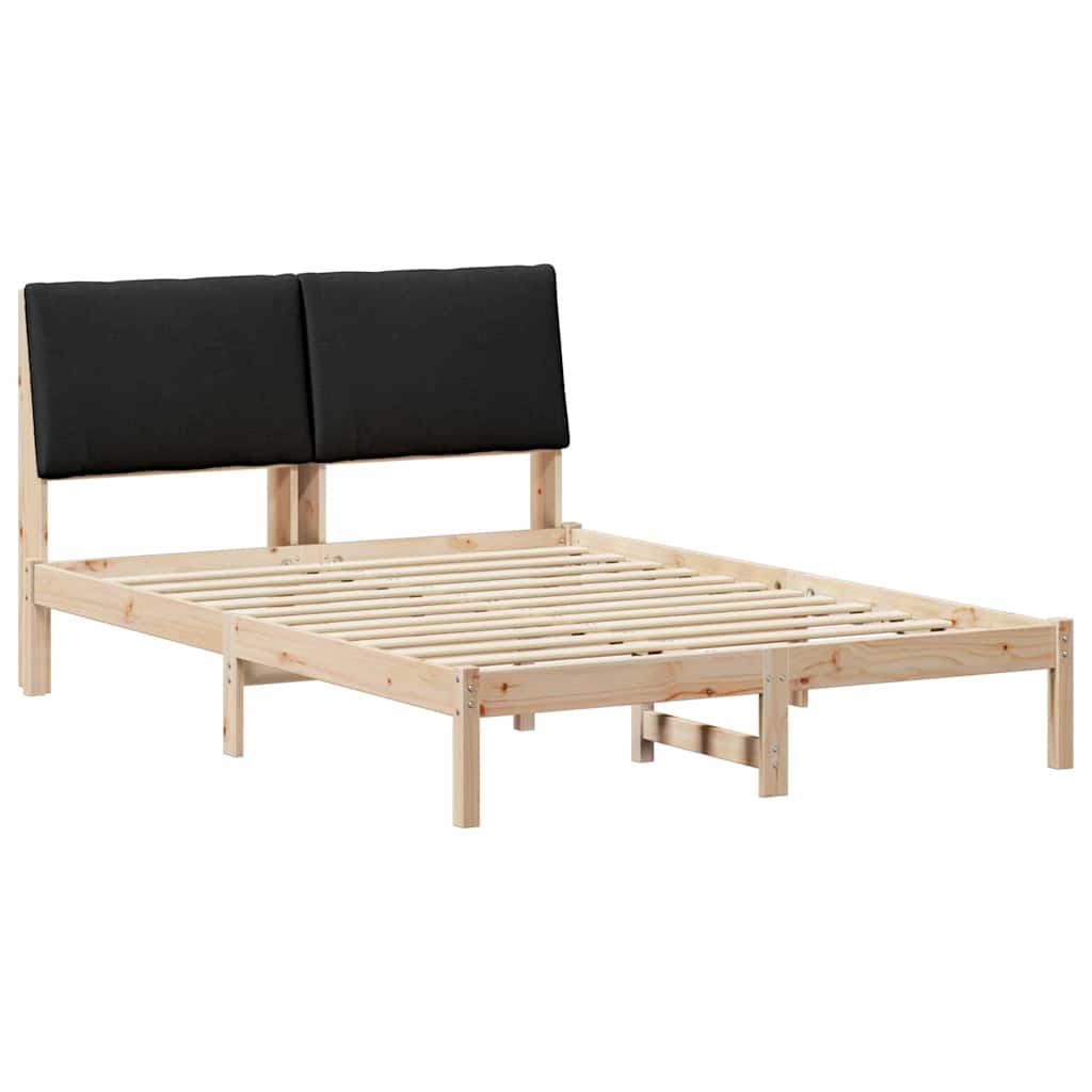 Ágykeret fejtámlával Barna és fekete 150 x 200 cm Tömör fenyőfa