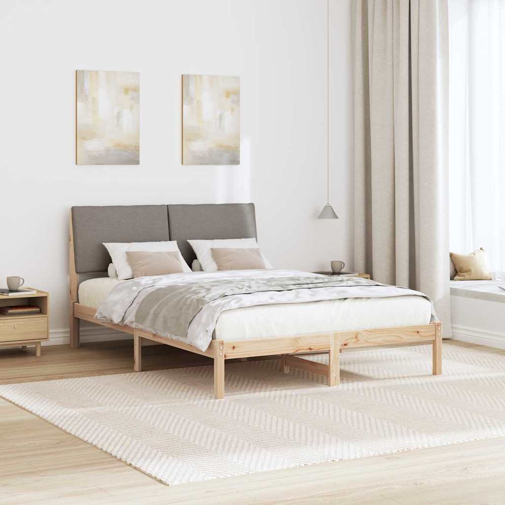 Ágykeret fejtámlával Barna és taupe 150 x 200 cm Tömör fenyőfa