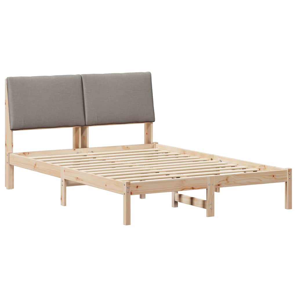 Ágykeret fejtámlával Barna és taupe 150 x 200 cm Tömör fenyőfa