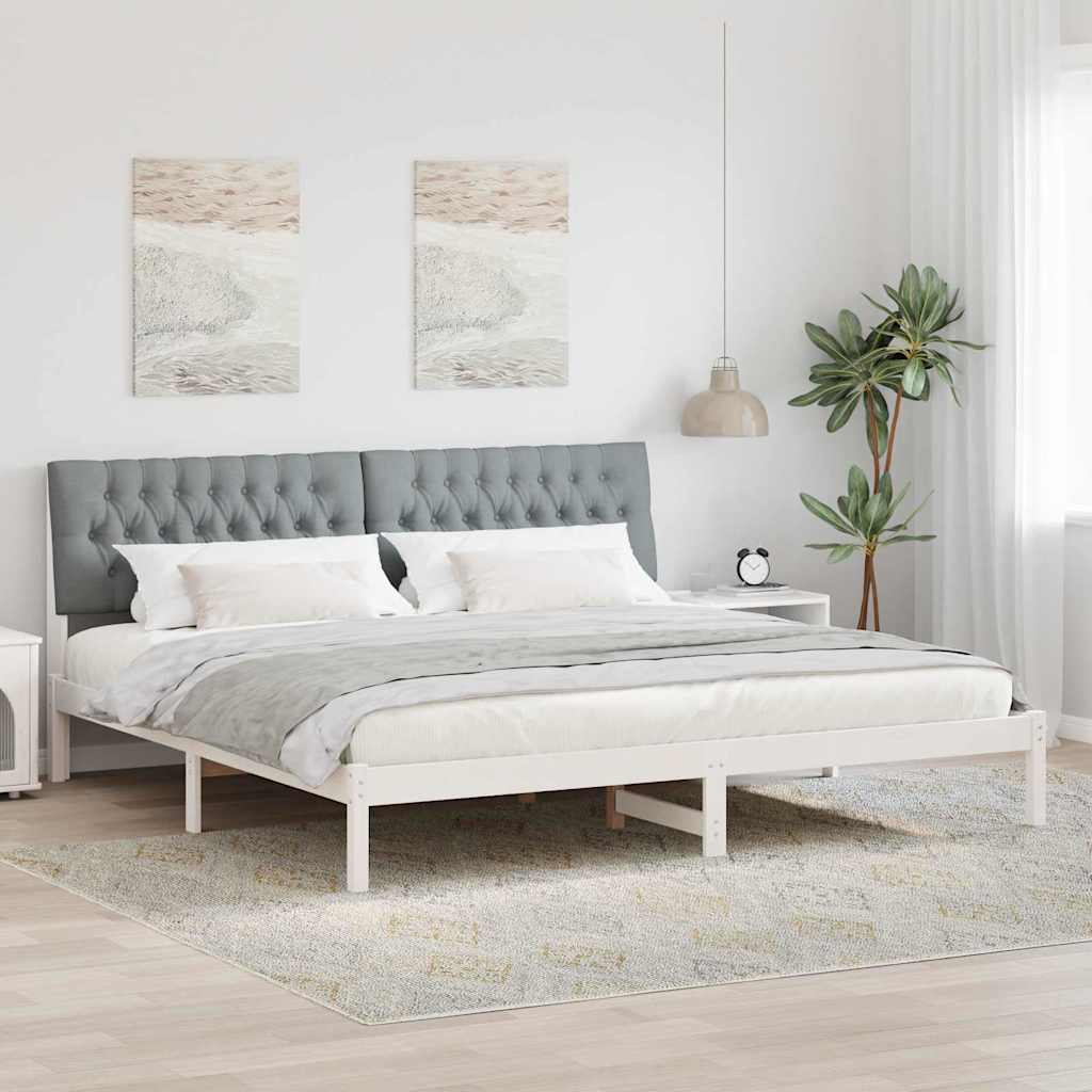 Ágykeret Kárpitozott Fejtámlával fejtámlával Fehér 200 x 200 cm