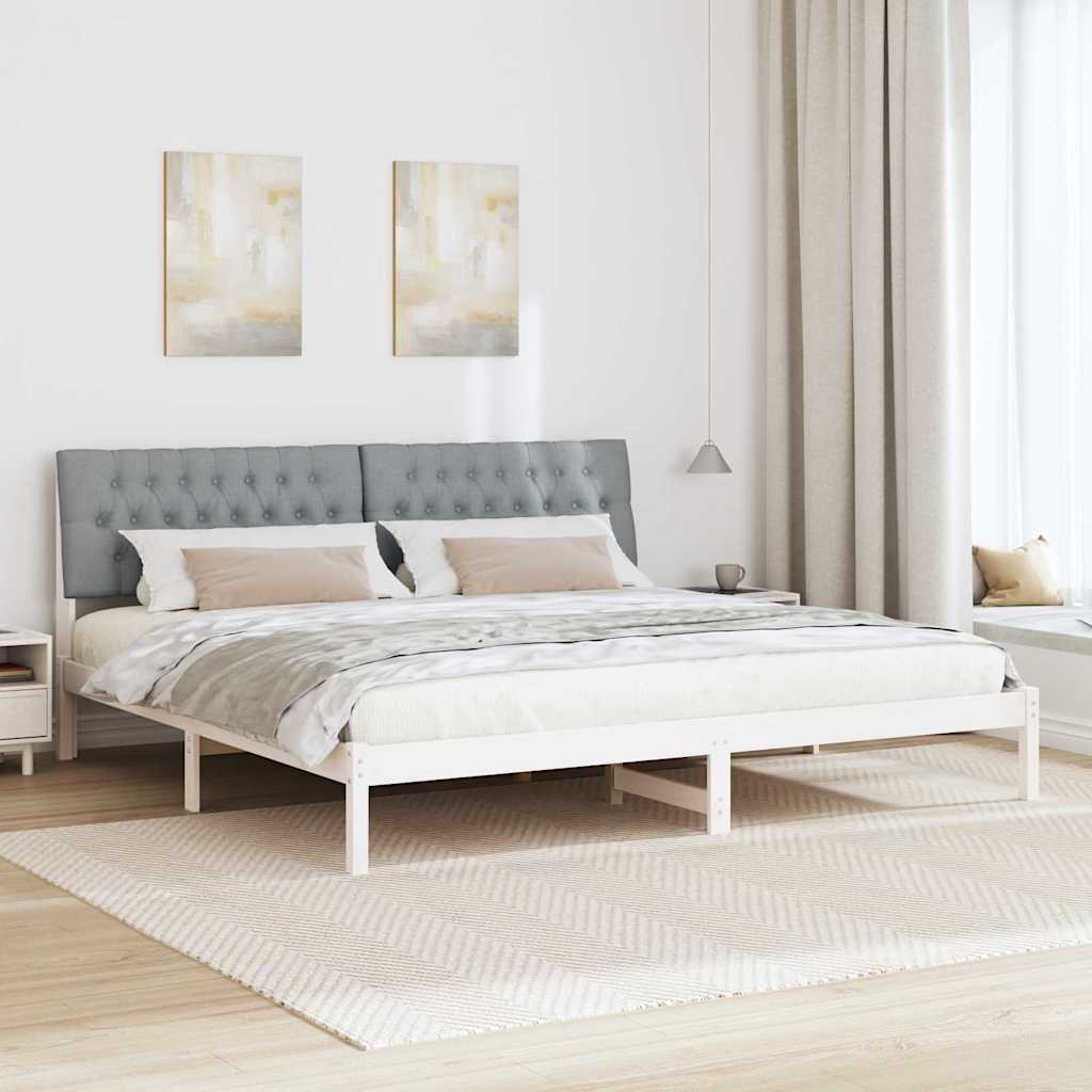 Ágykeret Kárpitozott Fejtámlával fejtámlával Fehér 200 x 200 cm