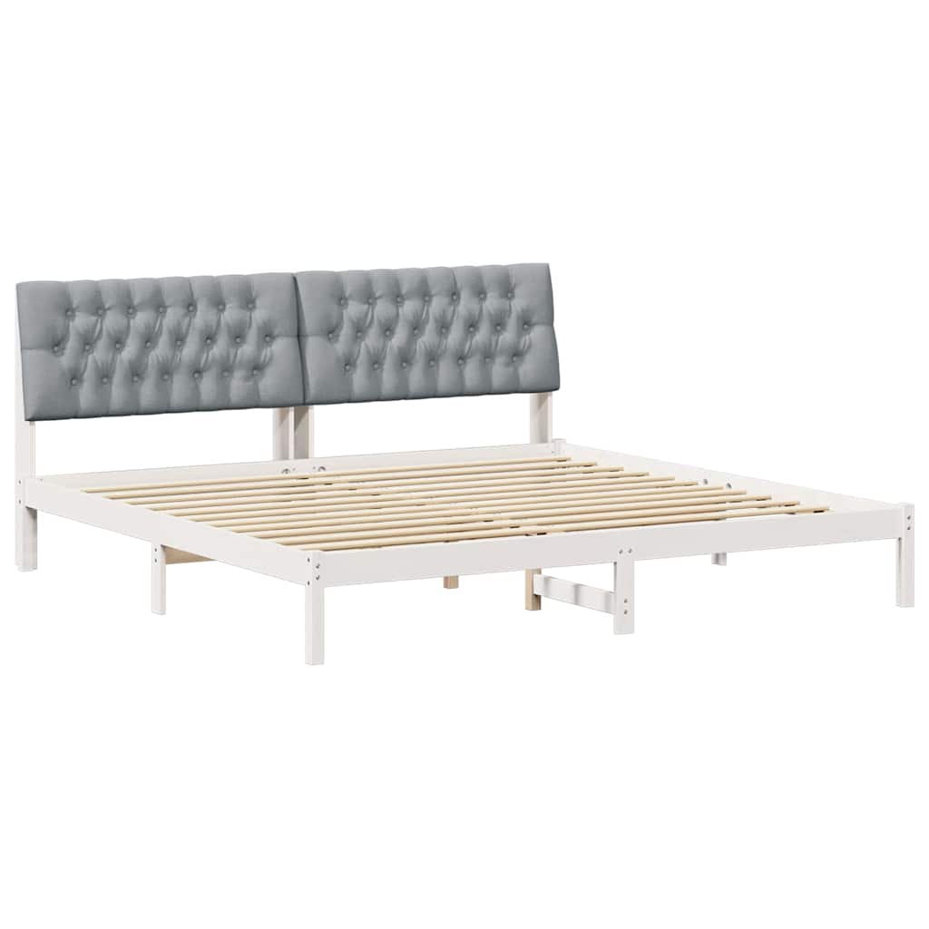 Ágykeret Kárpitozott Fejtámlával fejtámlával Fehér 200 x 200 cm