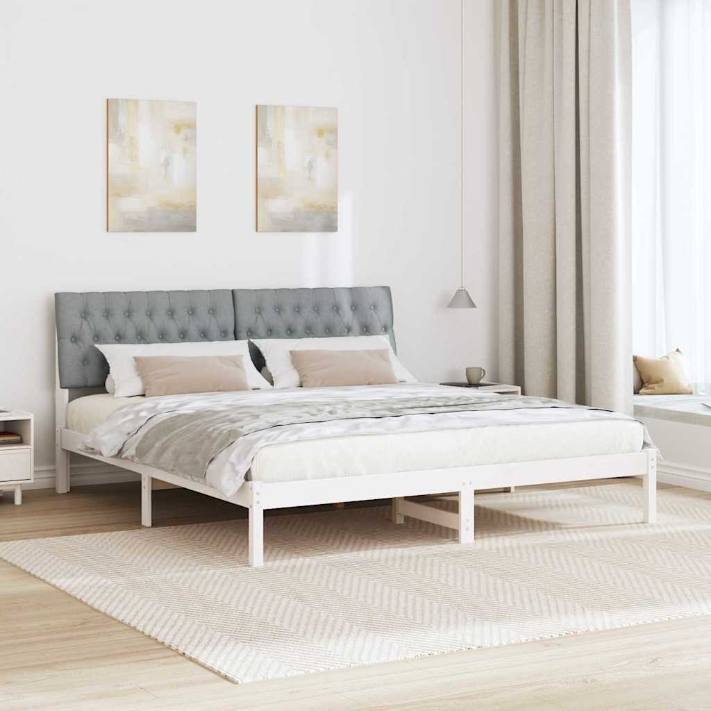 Ágykeret Kárpitozott Fejtámlával fejtámlával Fehér 180 x 200 cm