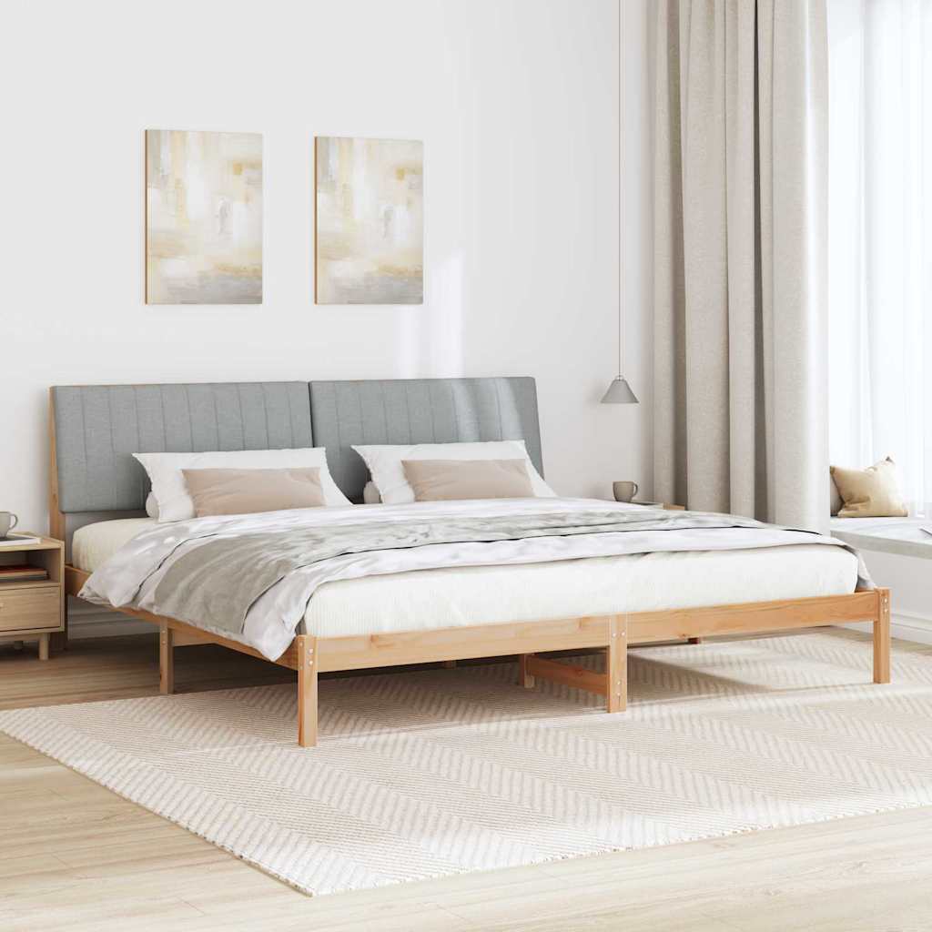 Ágykeret fejtámlával Barna 200 x 200 cm Tömör fenyőfa