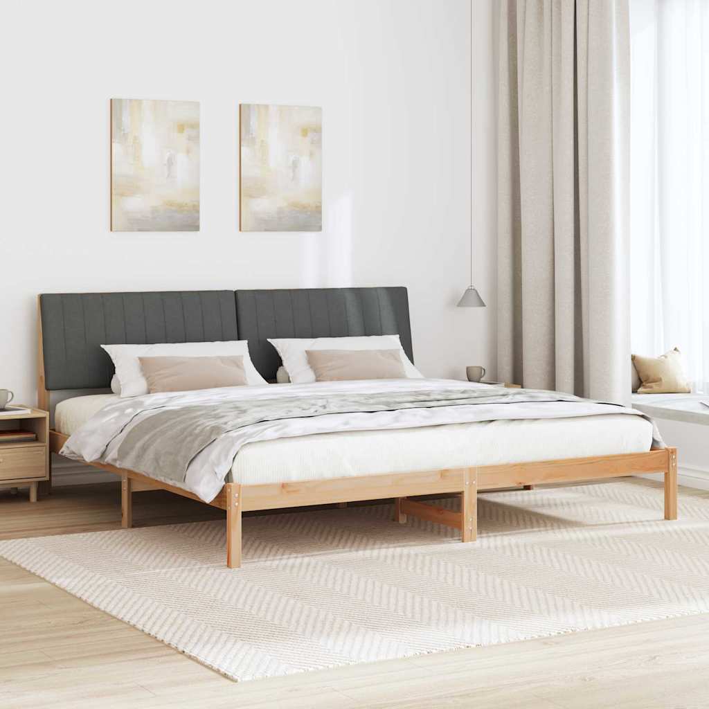 Ágykeret fejtámlával Barna 200 x 200 cm Tömör fenyőfa