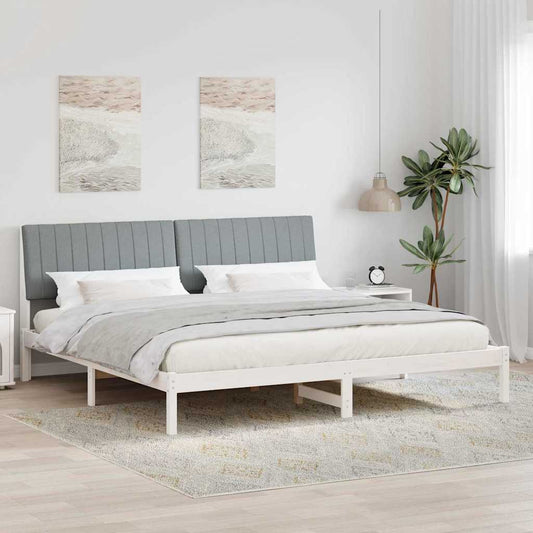 Ágykeret fejtámlával Fehér 200 x 200 cm Tömör fenyőfa