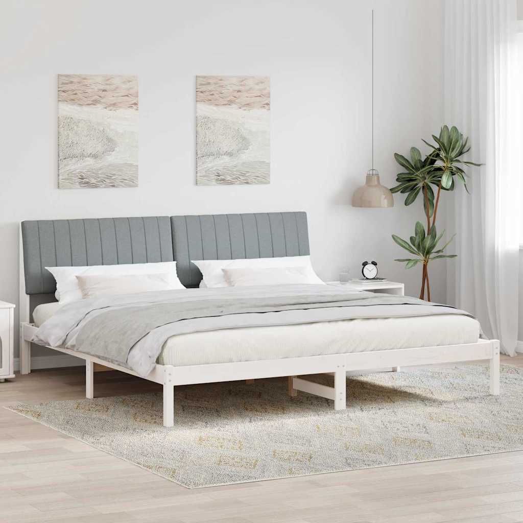 Ágykeret fejtámlával Fehér 200 x 200 cm Tömör fenyőfa