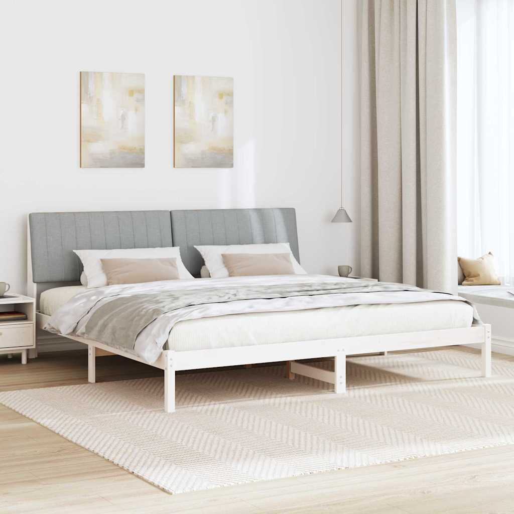 Ágykeret fejtámlával Fehér 200 x 200 cm Tömör fenyőfa