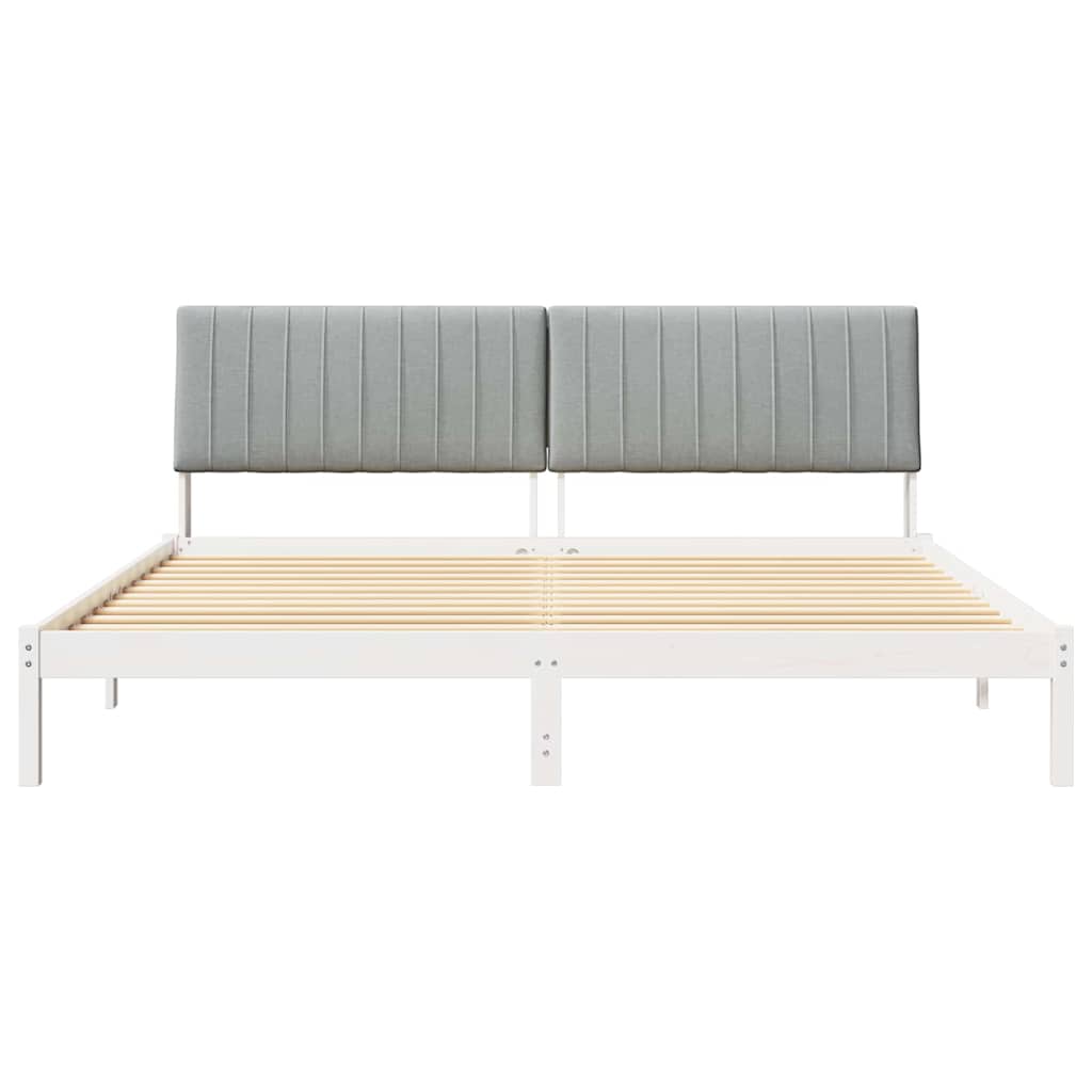 Ágykeret fejtámlával Fehér 200 x 200 cm Tömör fenyőfa
