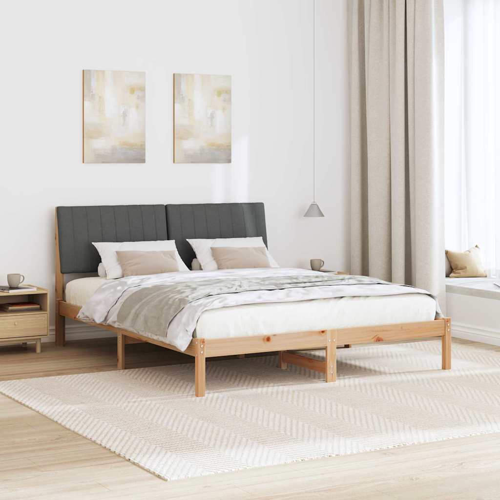 Ágykeret fejtámlával Barna 160 x 200 cm Tömör fenyőfa