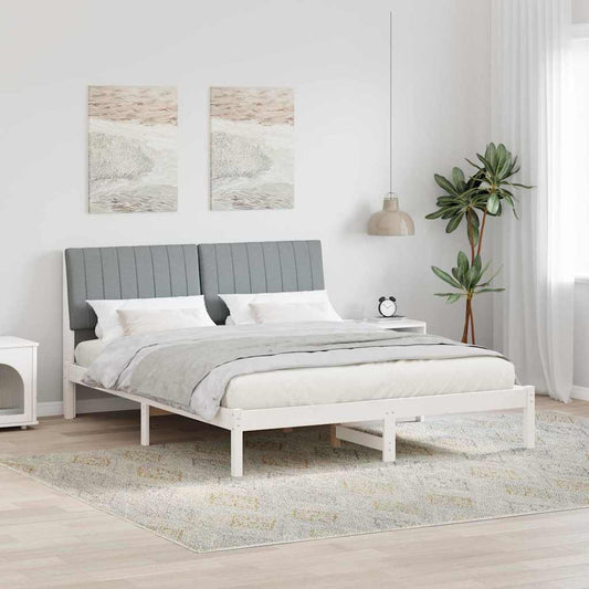 Ágykeret fejtámlával Fehér 160 x 200 cm Tömör fenyőfa
