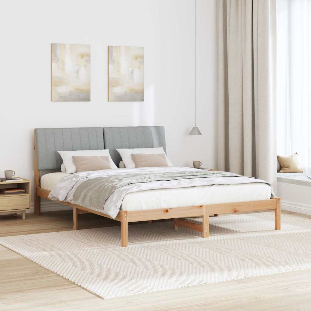 Ágykeret fejtámlával Barna 150 x 200 cm Tömör fenyőfa