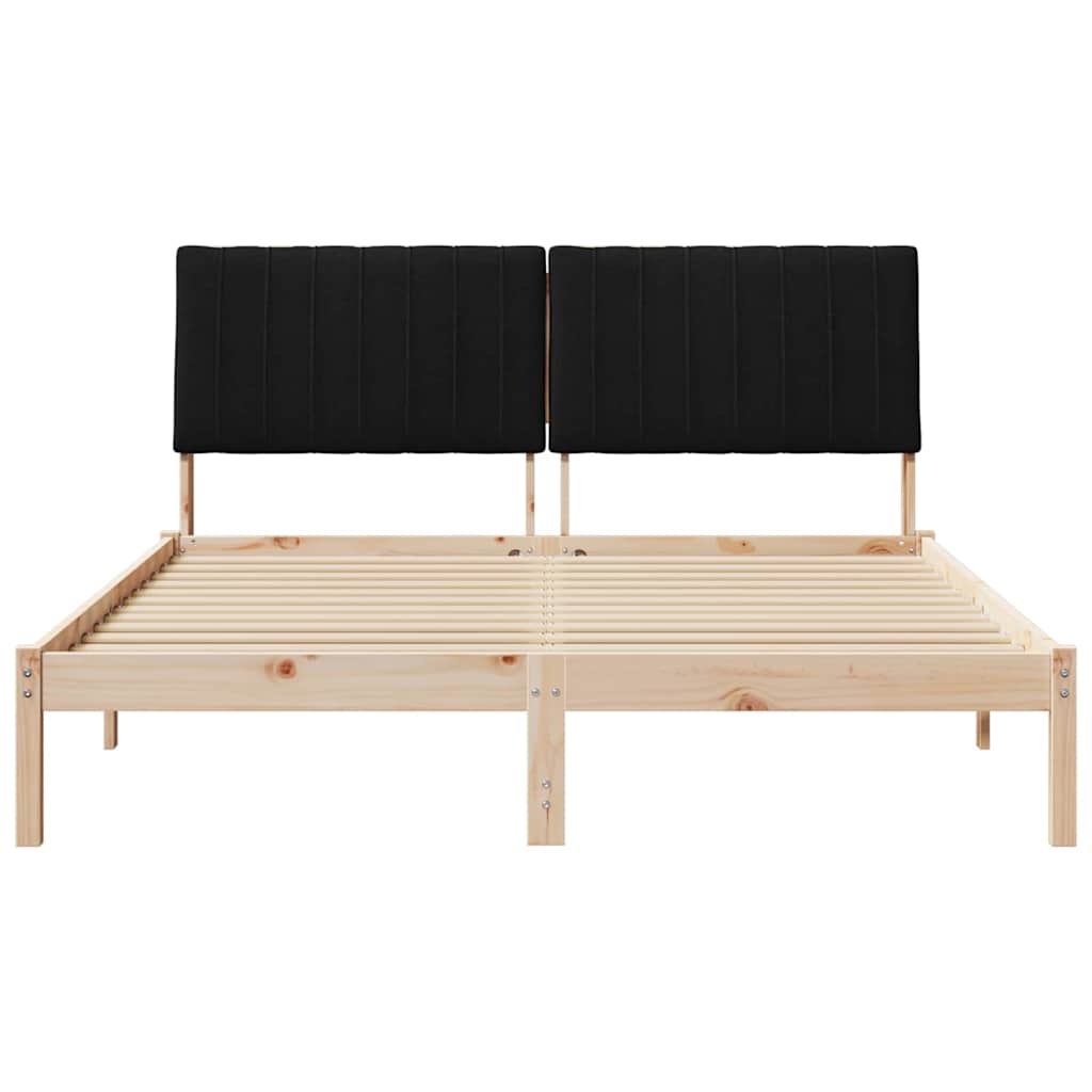 Ágykeret fejtámlával Barna 150 x 200 cm Tömör fenyőfa