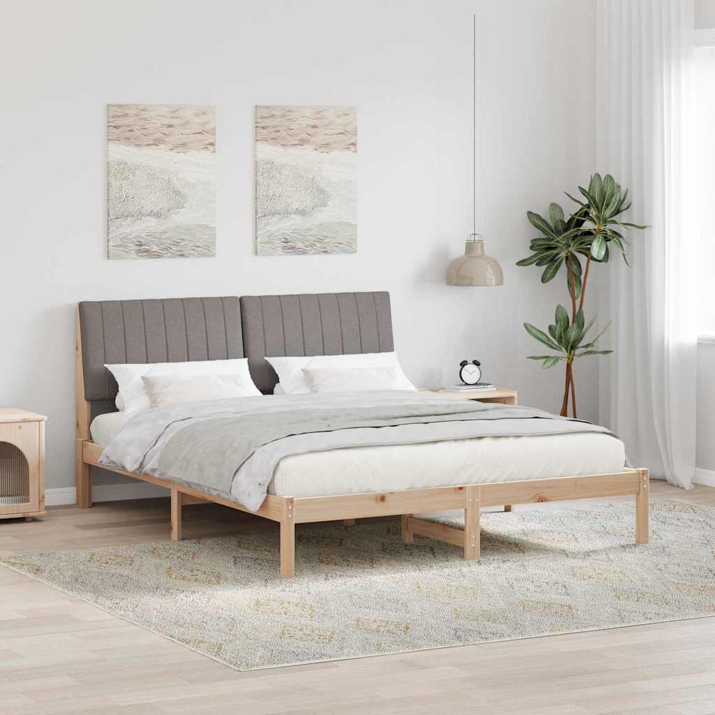 Ágykeret fejtámlával Barna 150 x 200 cm Tömör fenyőfa