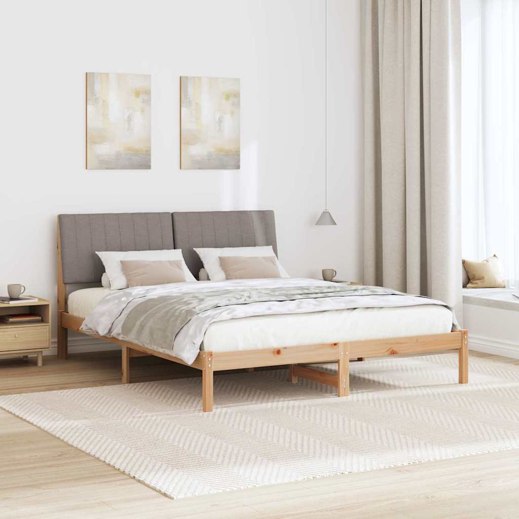 Ágykeret fejtámlával Barna 150 x 200 cm Tömör fenyőfa
