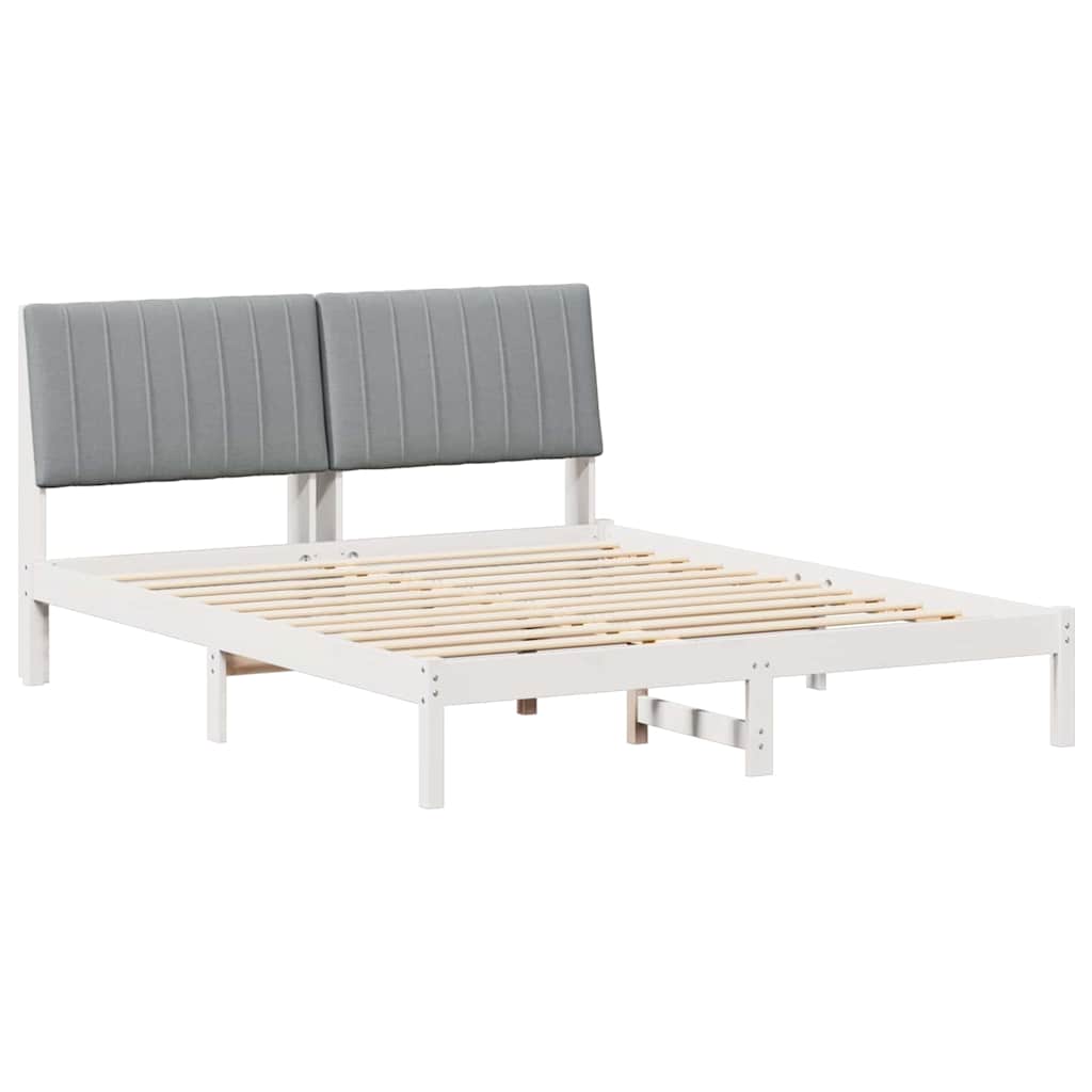 Ágykeret fejtámlával Fehér 150 x 200 cm Tömör fenyőfa