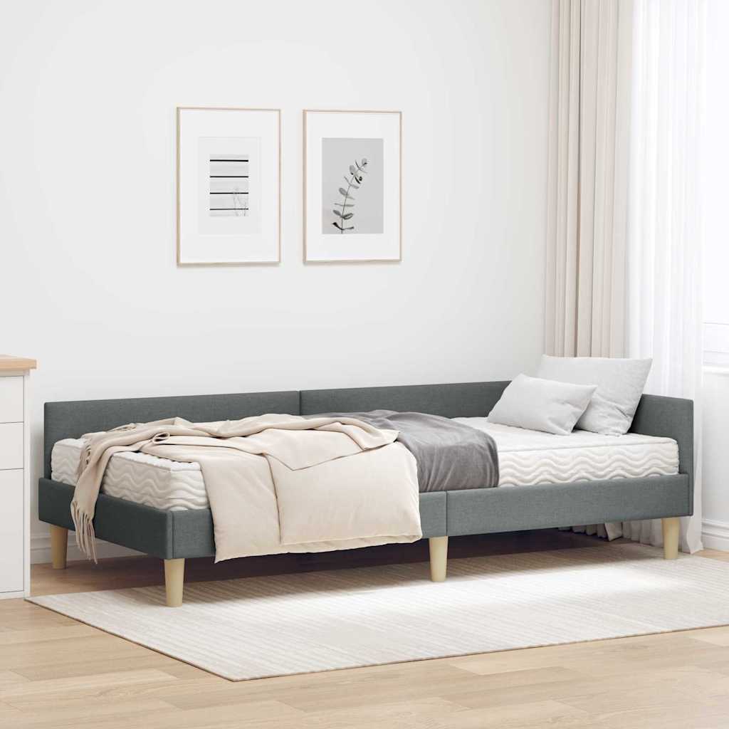 Sarok Ágykeret Matraccal matracmal 2 pcs Szürke szövet