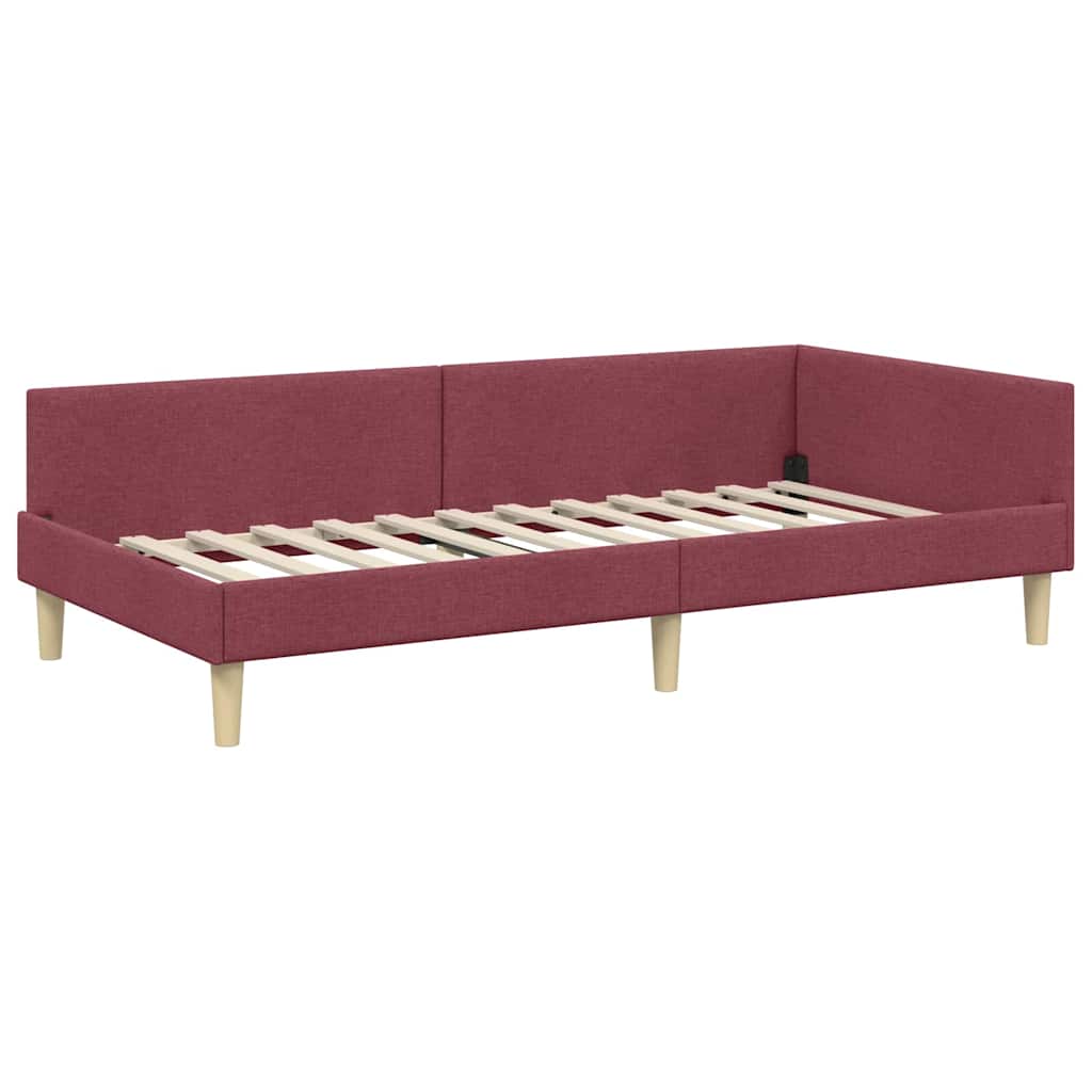 Sarok Ágykeret Matraccal 2 db Bordó 90 x 200 cm szövet