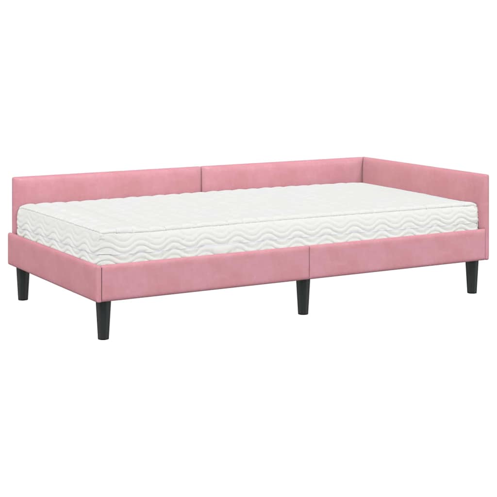 Sarok Ágykeret Matraccal Egyéb fejtámlával 2 pcs Szürke Bársony