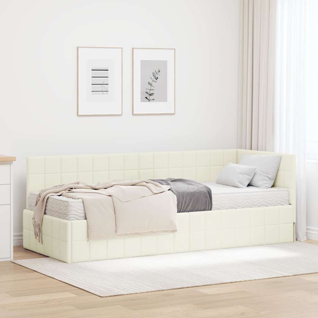 Sarok Ágykeret Matraccal fejtámlával 2 pcs Krém Bársony