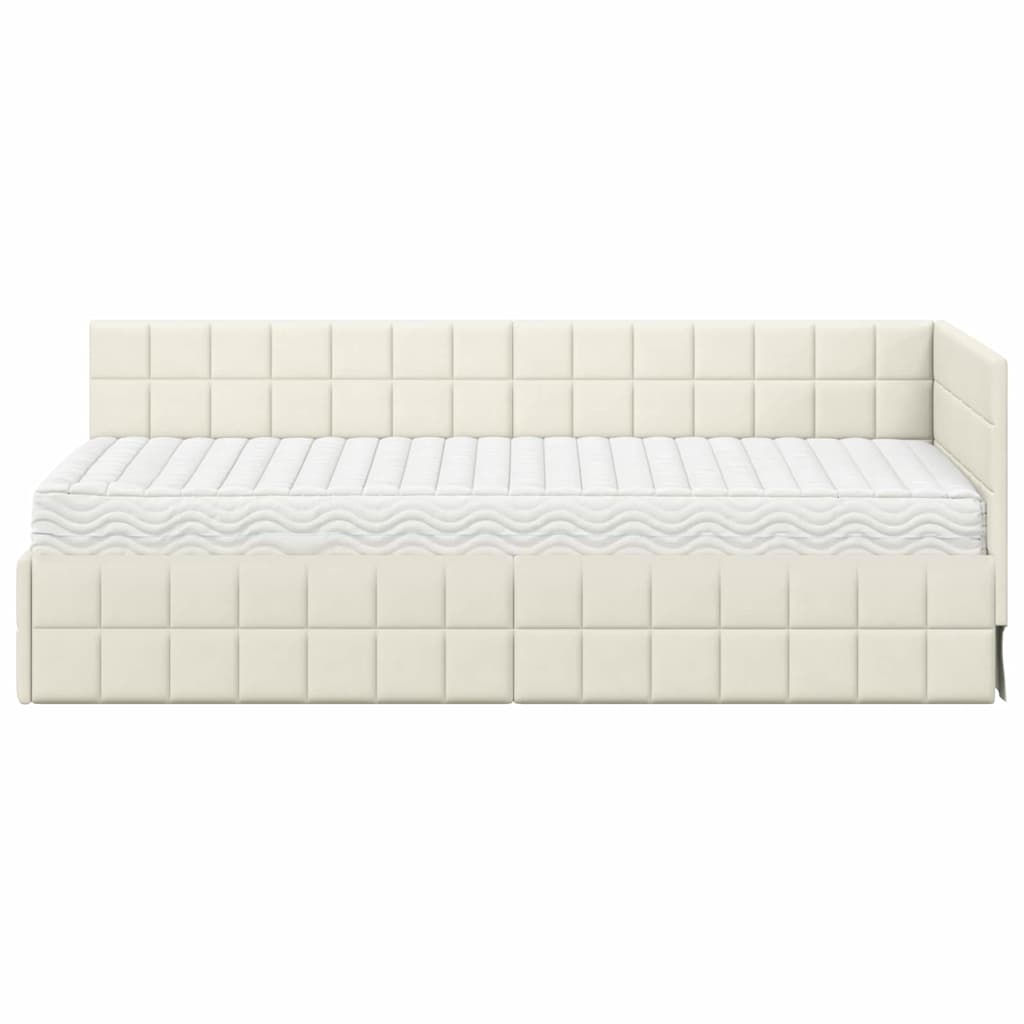 Sarok Ágykeret Matraccal fejtámlával 2 pcs Krém Bársony