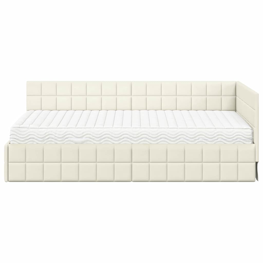 Sarok Ágykeret Matraccal fejtámlával 2 pcs Krém Bársony
