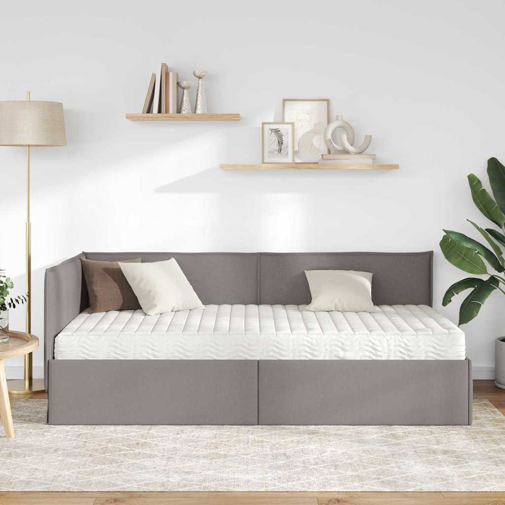 Sarok Ágykeret Matraccal 2 db Tópszínű 90 x 190 cm Bársony