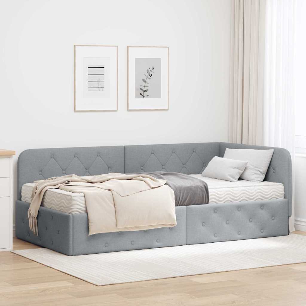 Sarokágy keret Világosszürke 90 x 200 cm szövet