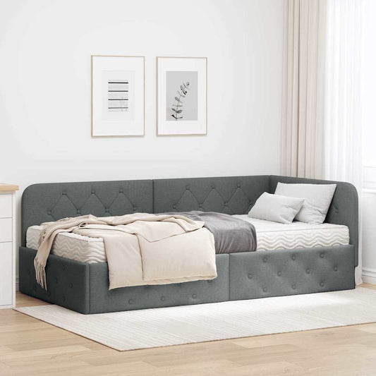 Sarokágy keret Sötétszürke 90 x 200 cm szövet