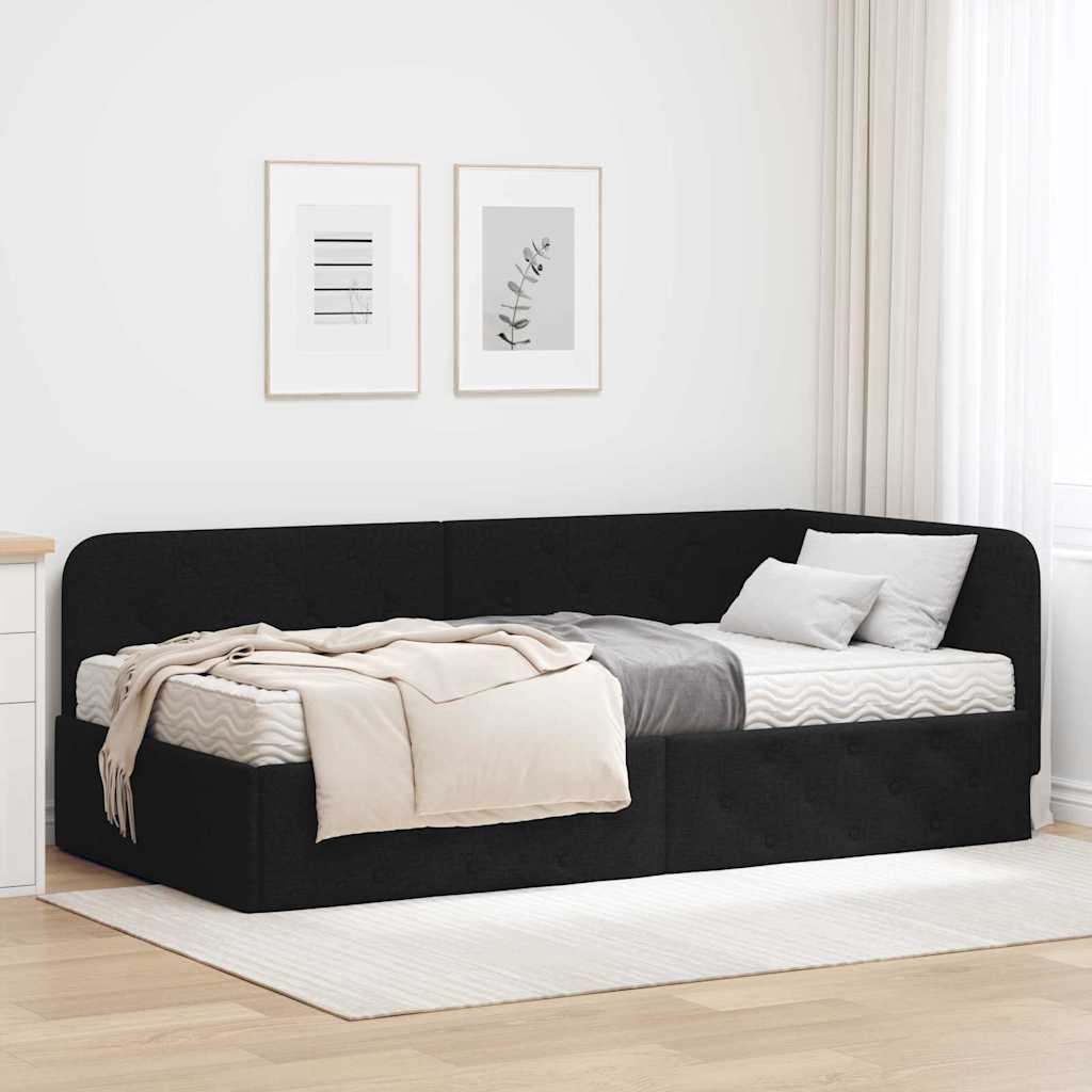 Sarokágy keret Fekete 90 x 200 cm szövet