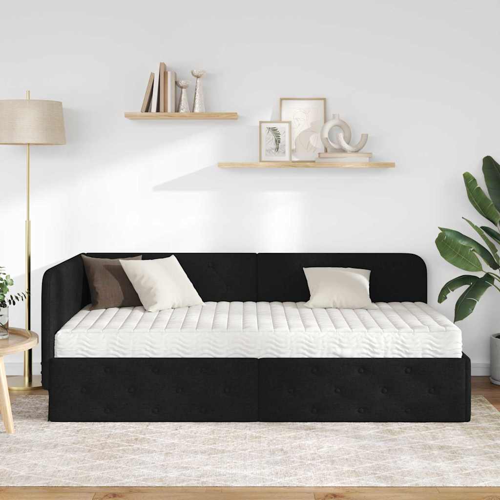 Sarokágy keret Fekete 90 x 200 cm szövet