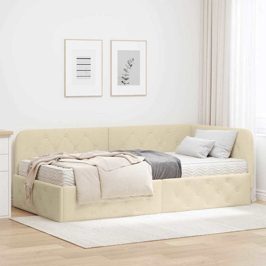 Sarokágy keret Krém 90 x 200 cm szövet