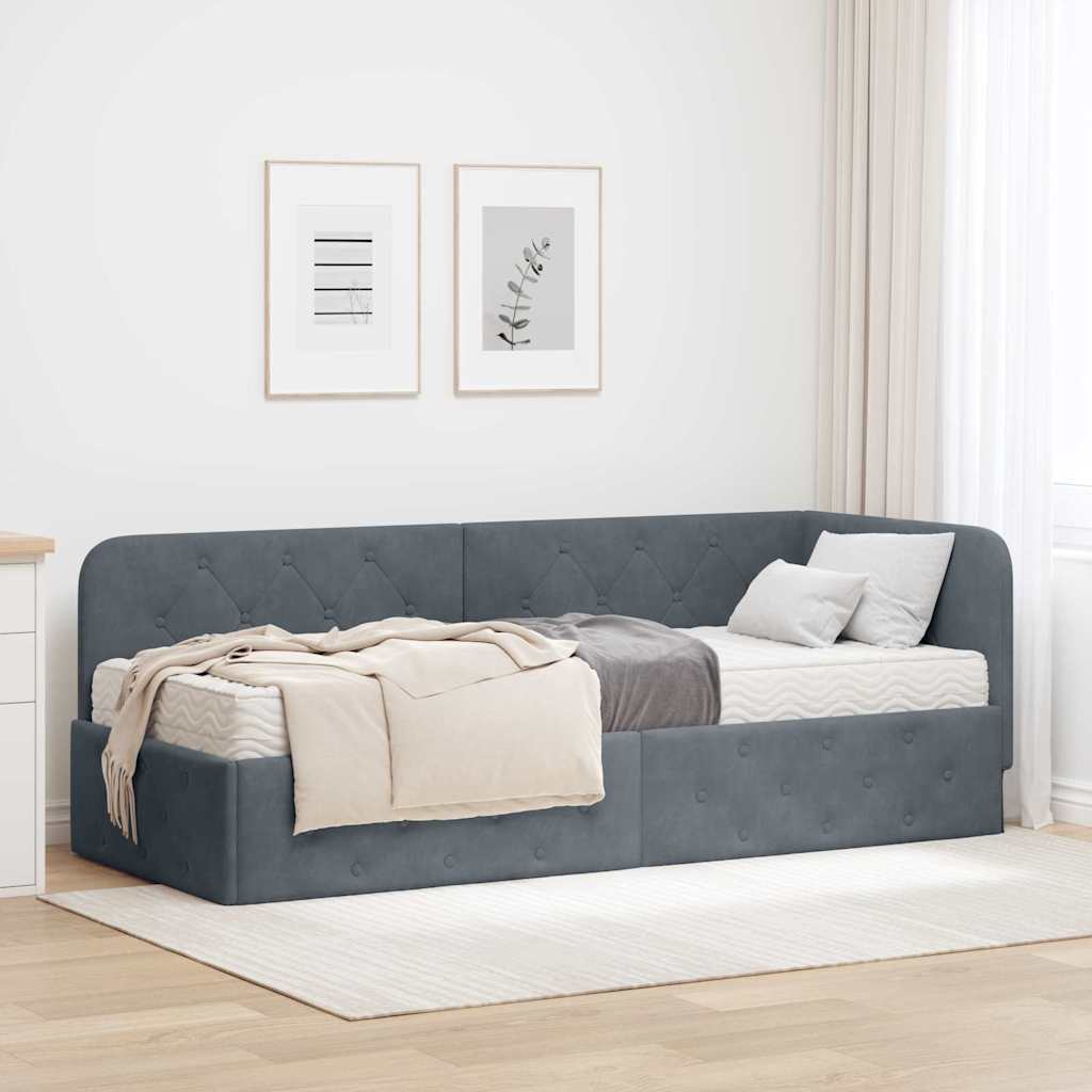 Sarokágy keret Sötétszürke 80 x 200 cm Bársony