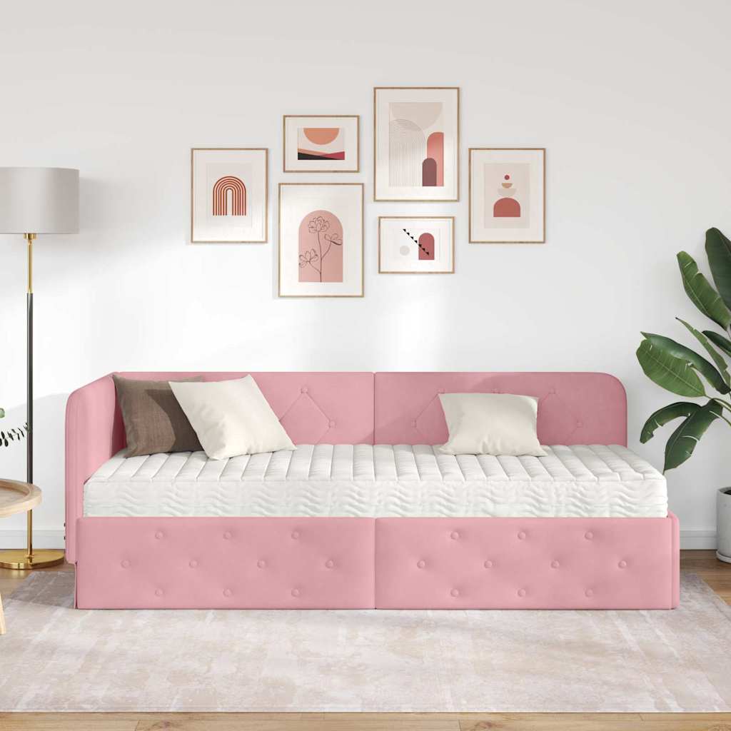 Sarokágy keret Rózsaszín 80 x 200 cm Bársony