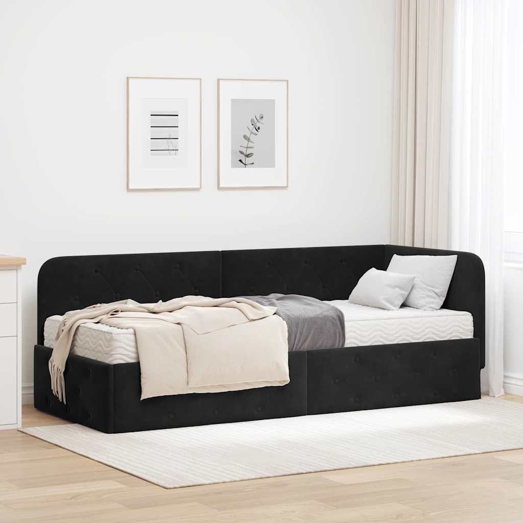 Sarokágy keret Fekete 80 x 200 cm Bársony