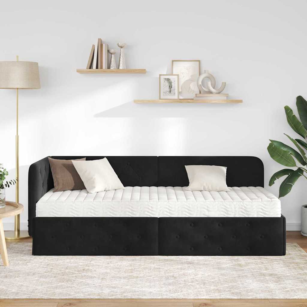 Sarokágy keret Fekete 80 x 200 cm Bársony